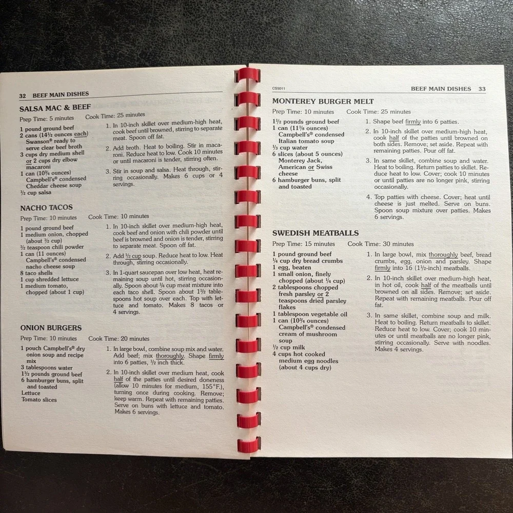 1994 Campbells Souper Recipes Spiral Bound Cookbook 90s Cottage Country VTG Red